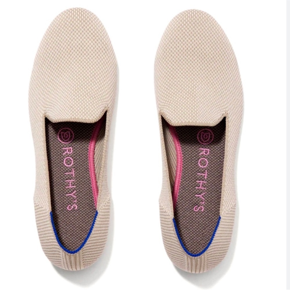 Rothy’s The Loafer Linen Double Stitch Beige Slip On Shoes